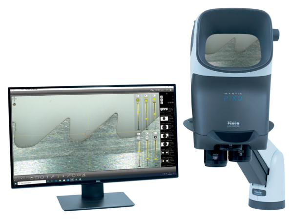 Mantis Pixo with Monitor showing DimensionTwo software