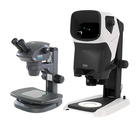 Stereo microscopes; SX45 and Mantis PIXO