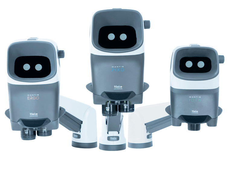 Mantis 3rd Gen stereo microscope family, PIXO, ERGO and IOTA